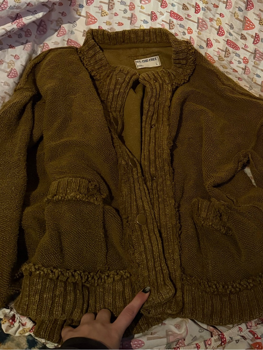 Free People Olive Green Knit Throw Blanket